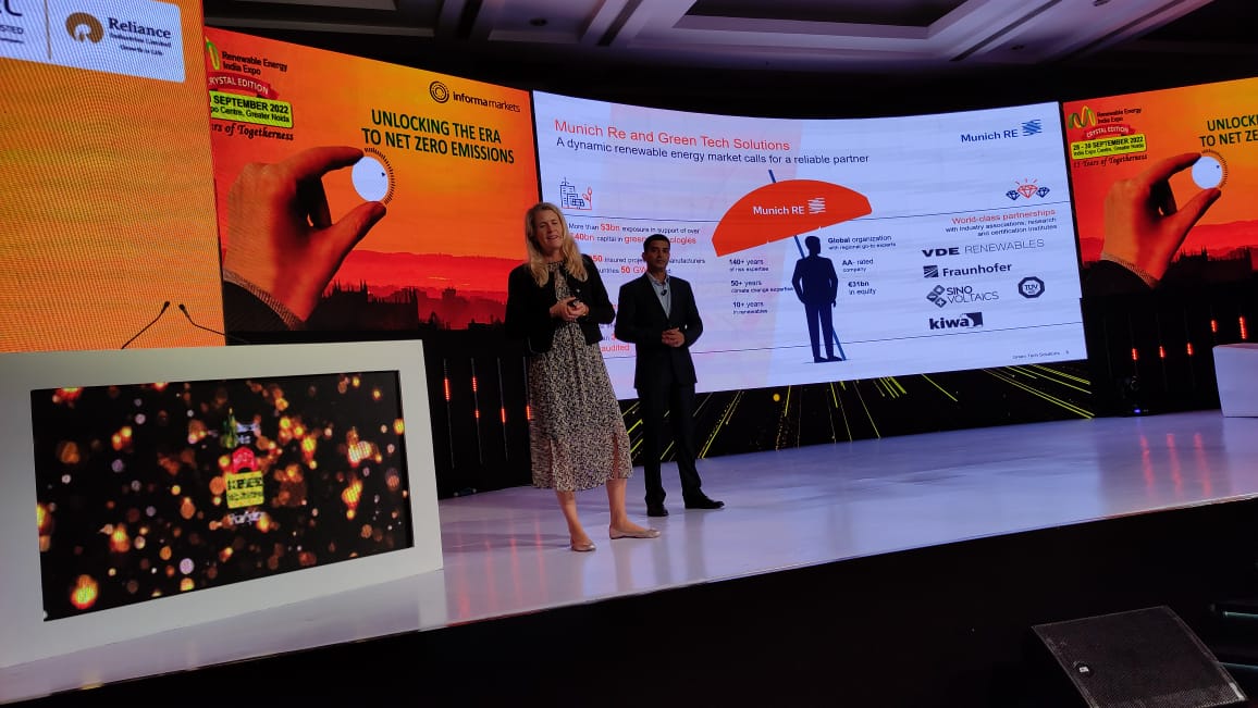 REIndiaExpo's tweet photo. Session by Ms Kathrin Sumser, Underwriter, Green Tech Solutions, Munich Re and Mr Vishal Purohit Underwriter, Green Tech Solutions, Munich Re at Renewable Energy India Expo.

Join us today Renewable Energy India Expo for more such interesting sessions!

#REIExpo https://t.co/adh3V0oIXc
