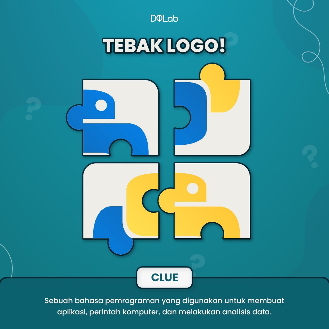 DQLab_id's tweet photo. 🧩 TEBAK LOGO! 🧩
📌Jangan lupa perhatikan cluenya ya, ketik jawaban Sahabat DQ di kolom komentar!
#DataScience #DataScientist #DataEngineer #DataAnalyst #KursusDataScience #KelasDataScience #KursusOnline #Python #R #Pendidikan #Edukasi #Quiz #Kuis https://t.co/VQX22KMENE