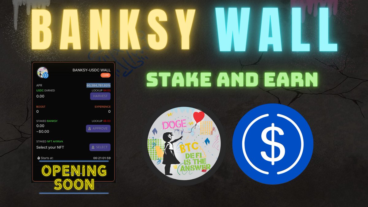 banksy_dao's tweet photo. ๐จActivate your notifications ๐จ
๐ฅA NEW WALL IS IN PROGRESS!! ๐จ๐๏ธ๐จ๐ปโ๐จ
๐STAKE your $BanksyDualToken and ๐earn $USDC on our Wall, Get ready for high returns ๐คฉ๐ฅ
โฐ WALL STARTS AT 19 UTC โฐ
https://t.co/uCeCDG3lmt
#DeFi #PlayToEarn #BTC #NFT #FREEUSDC https://t.co/qNYeFmHLwu