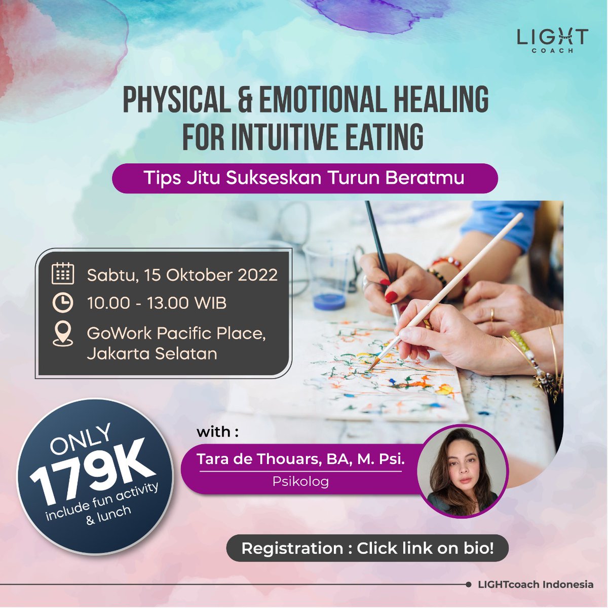 lightcoach_indo's tweet photo. 🎨 GET HEALED THRU OUR UPCOMING FUN WORKSHOP 🎨

Gak bisa dipungkiri bahwa di alam bawah sadar, trauma masa lalu turut mempengaruhi cara LIGHTbuddy melakukan kontrol diri dalam mencapai sesuatu, termasuk dalam perjalanan diet untuk mendapatkan tubuh yang lebih ideal. https://t.co/947bgqG6yG