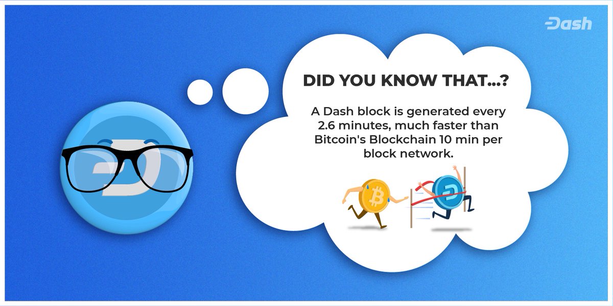 Dashpay's tweet image. 🏃🏻Minting a Dash block takes a quarter of the time vs creating a Bitcoin block, allowing for confirmations in record time. (2.6 min vs 10 mins)

#DashHack🔹