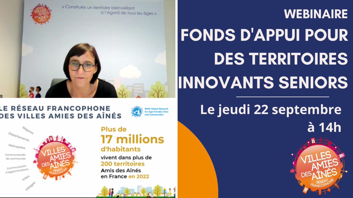 L’UDCCAS du Doubs a proposé à ses adhérents le 29/09, un #webinaire sur @RFVAA, et le fonds d'appui pour des territoires innovants #seniors. L'occasion d'approfondir les objectifs du fonds d'appui et de répondre aux questions des CCAS. Merci à Corinne GIRARD pour son expertise.