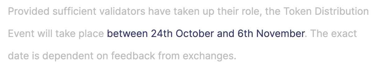 Official: 

FLARE $FLR set to Airdrop October 24 - November 6 depending on exchanges

<a href="/FlareNetworks/">Flare ☀️</a> <a href="/CommunityFlare/">Flare Community ☀️</a> ☀️