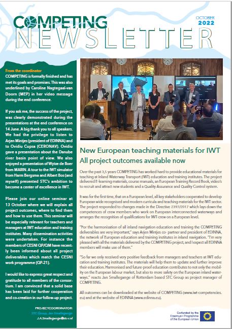 ProjCompeting's tweet image. Please feel free to read the final newsletter of COMPETING! 
#inlandshipping #inlandwaterways #education #training
Read the newsletters here: iwt-competencies.eu/downloads/news…