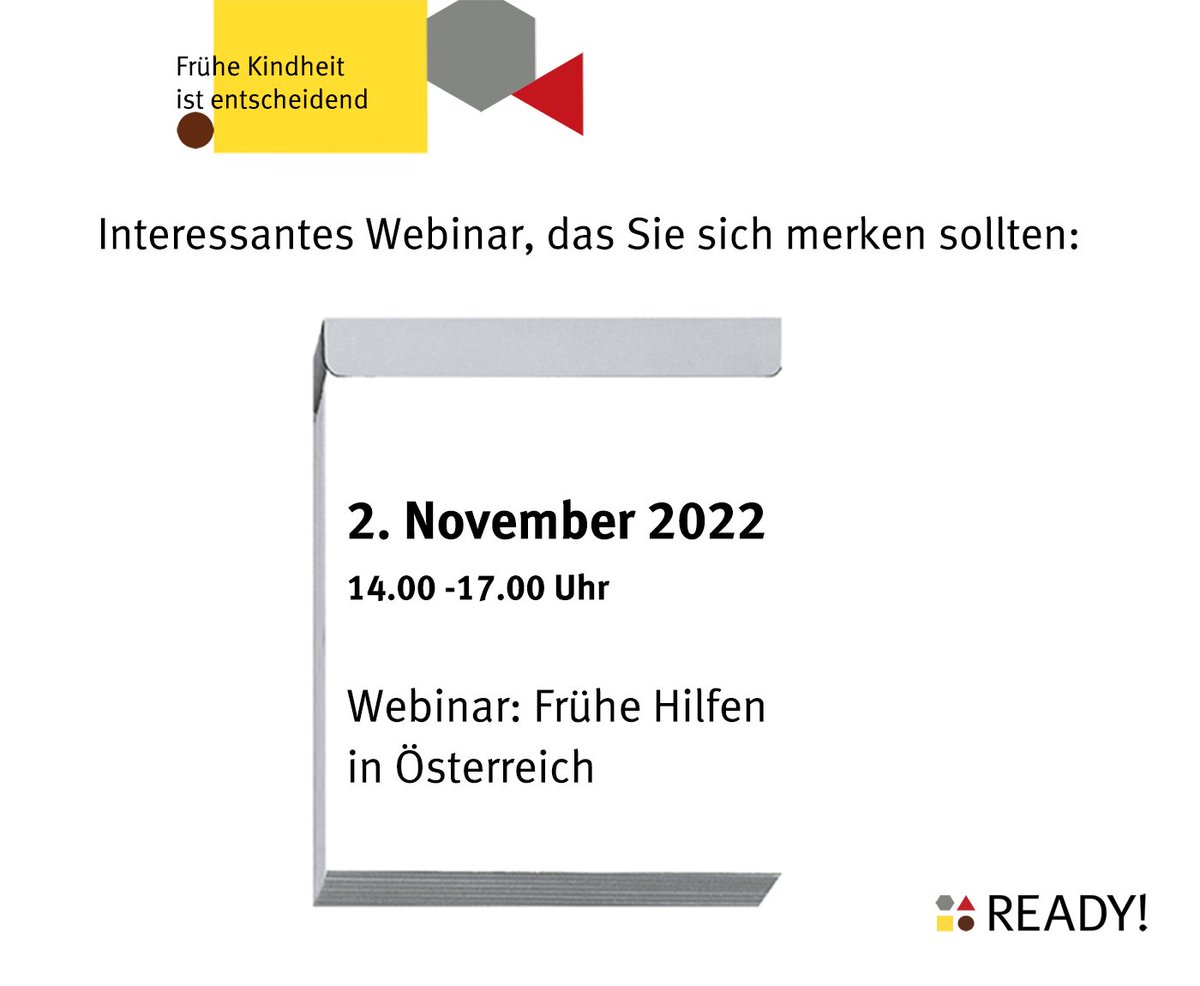 Alliance Enfance und <a href="/BAG_OFSP_UFSP/">BAG – OFSP – UFSP</a> laden gemeinsam zum Webinar «Frühe Hilfen in Österreich» ein. Das Webinar bietet einen Einblick in den Aufbau der Frühen Hilfen in Österreich und geht der Frage nach, was davon sich in die Schweiz adaptieren liesse. ➡️bit.ly/3UCX253