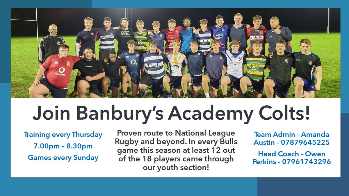 BanburyRUFC's tweet photo. Our academy colts are recruiting for the 2022/23 season! Come join us for a session and see what Banbury RUFC is all about. 

For further details please contact Owen or Amanda. Their number's are on the poster below! 

#banbury #oneclub https://t.co/CfR2RJkiPS