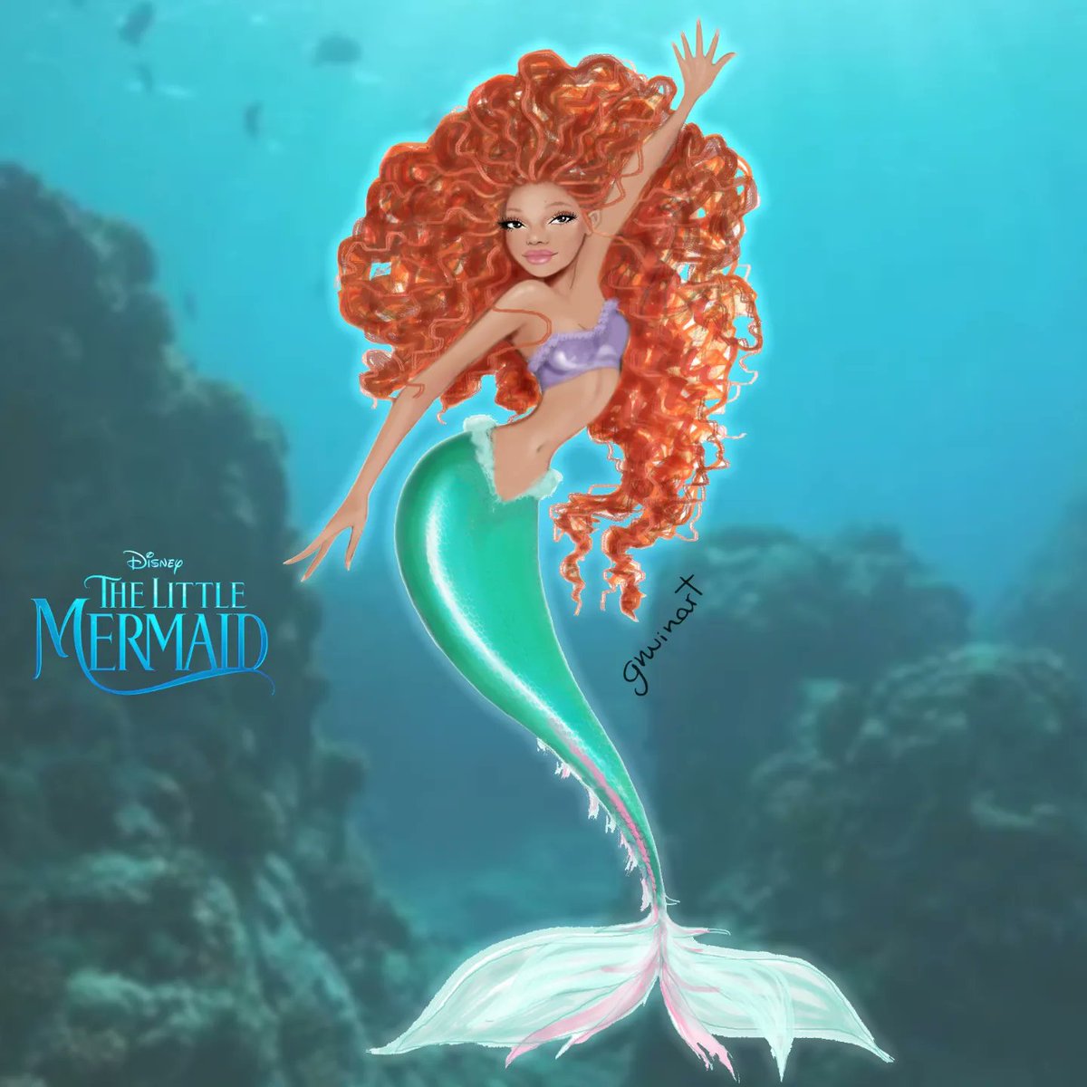 gusprzl's tweet photo. Some @hallebailey #art inspired by #TheLittleMermaid #liveaction trailer. We are much more than any of our physical features like our skintone 🤍🧜🏽♀️🌊✨
#Ariel #Artist #Artwork #Design #Illustration #HalleBailey #LaSirenita #TheLittleMermaidLiveAction #Mermaid #love #gnuinart https://t.co/b7qCvHvOms