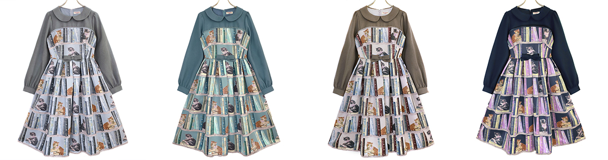 Emily_cute2014's tweet photo. 【reservation】

本日≪9/30(金)≫ご予約最終日！
【 子猫と本棚 series 】
※受注生産制。11月末～12月上旬入荷予定。

本棚の隙間にくつろぎ子猫
愛らしいシチュエーションを描いたテキスタイル

♡ 子猫と本棚 ワンピース￥36,080(Tax in)
https://t.co/w0Va1g593D https://t.co/pAgZCjycIB