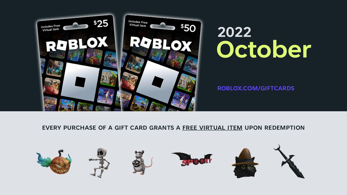 RBXNews on X: Here are the upcoming #Roblox  Gift Card items. They  will likely become available on  within the next few  days. 🎃  / X