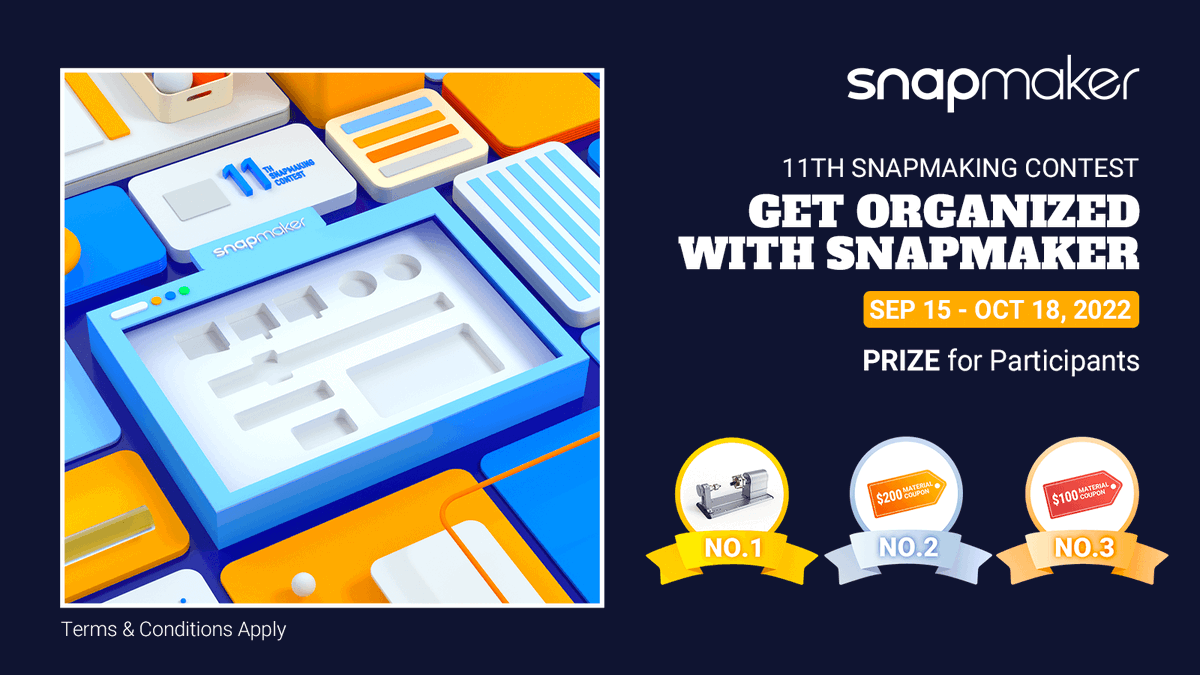 snapmaker's tweet image. Have you made anything to be used for storage or organizing?
🤩Come to join the 11th Snapmaking Contest！
Easy to enter:
Post your storage-themed projects with #getorganized #snapmaking

👉More details:
bit.ly/3dj6klV