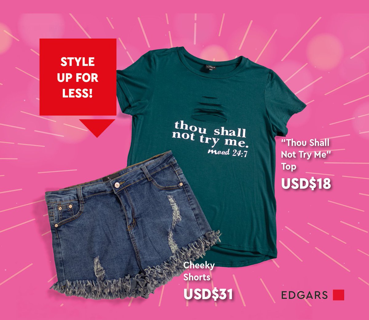 EdgarsZW's tweet photo. "Thou Shall Not Try Me" Top + Cheeky Shorts = Perfect Weekend Mood.
Everyone knows it's risky to get between a lady and her fun!
#weekendootd
#weekendoutfitts
#weekendmood https://t.co/UqwaxVLAw8