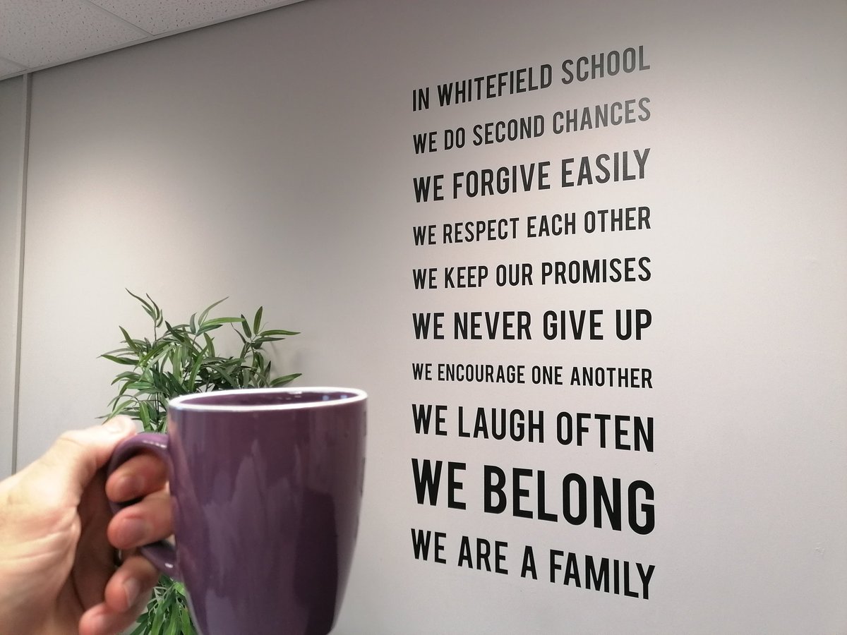 BrightLeadChris's tweet photo. Just arrived to @WhitefieldPS and had a VERY warm welcome by ALL the staff!

When the receptionist says.....

'Welcome to Whitefield!'....you know your in a special place. ✨

A cup of tea on arrival and a quick read of their wall art in the staffroom starts the day well! https://t.co/98c1BSe3Qh