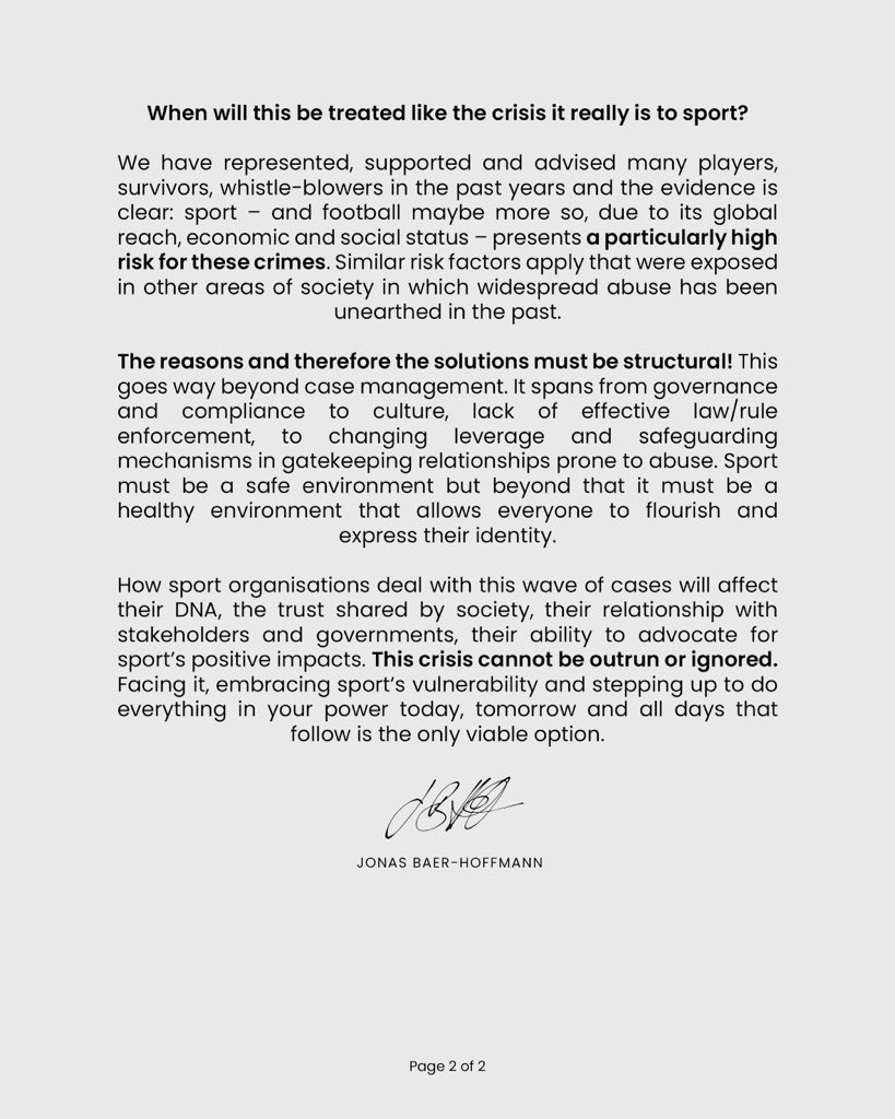 A personal statement on the state of #abuse - sexual and otherwise - in sport. The wave of cases keeps building but the urgency for true change is missing. This is a call to action to others in this industry that have power to create real change! Please get in touch! #SafeSport