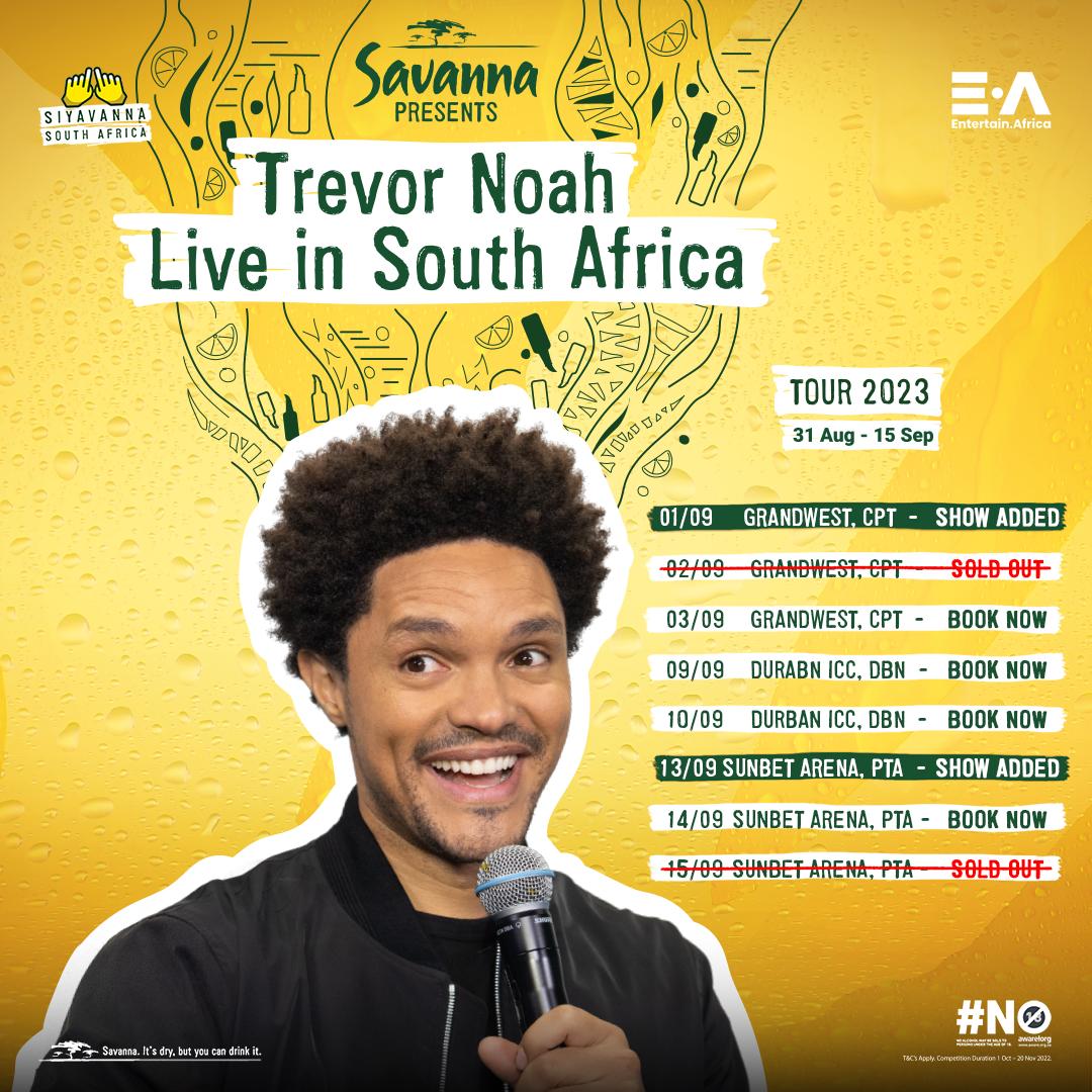 The son of Patricia returns with extra shows added… Get your tickets before it sells out!!!! trevornoah.com 🎟