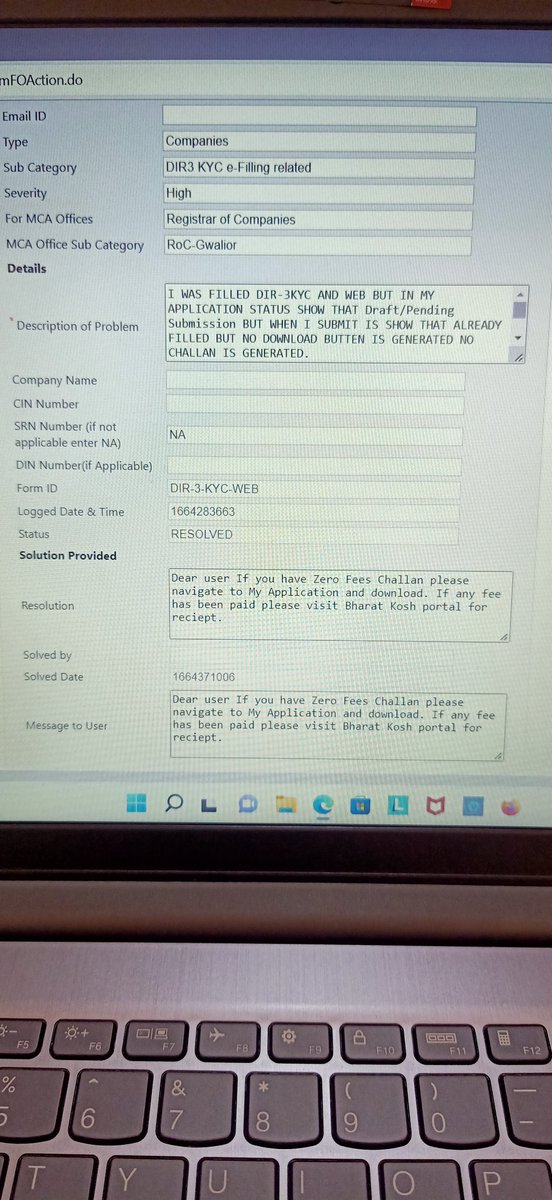 CSKanchan22's tweet photo. @MCA21India Again you give the same solution of my ticket raised..how many times i was raised the ticket and reopen the ticket. https://t.co/VzCUP3uhp9