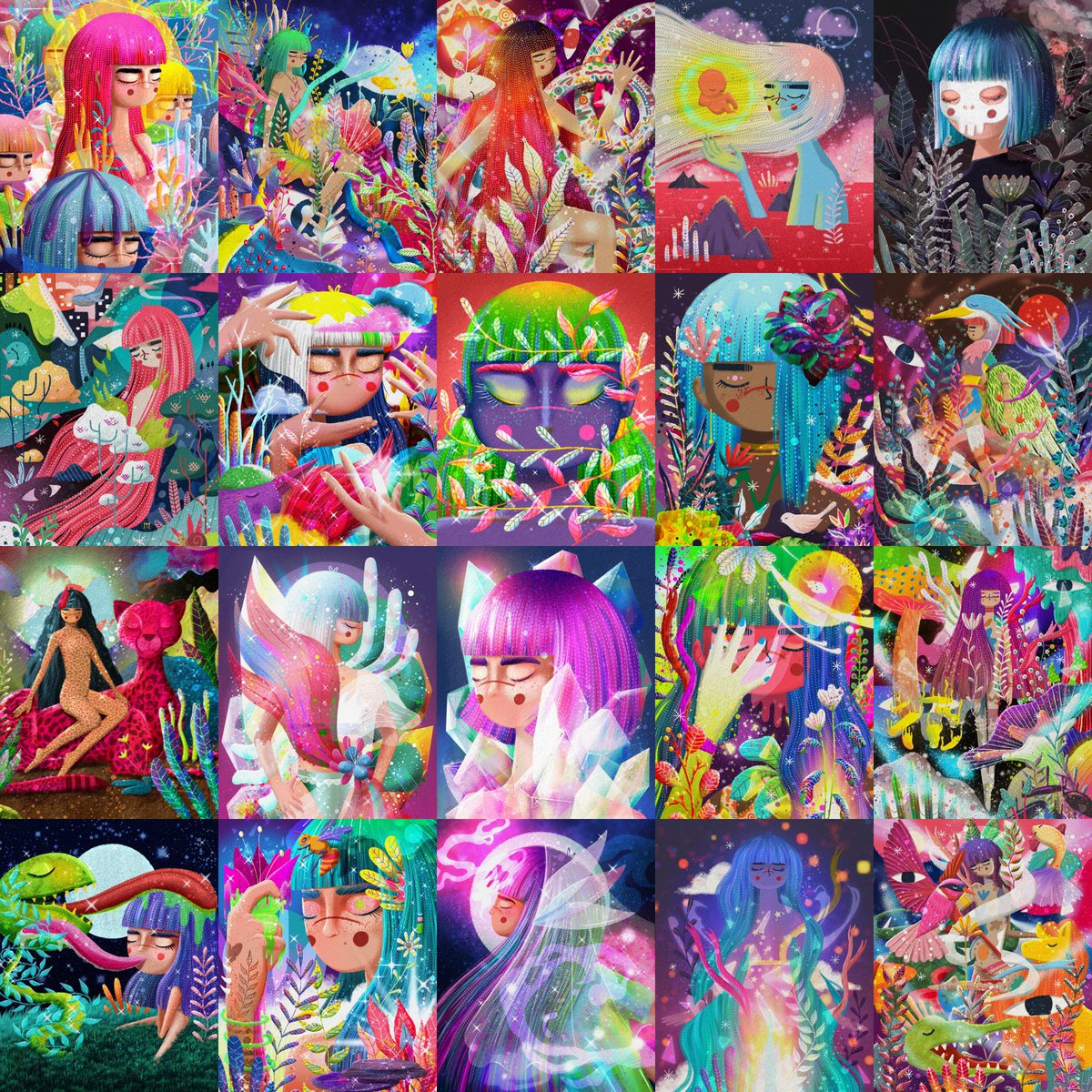 Been a year here &amp; it's time to re-introduce myself after meeting more friends and fam ❤️
Hi 😊 i’m Melda. My works are magical, whimsical, colorful, and totally manifest the specific inner world which is peaceful, friendly, &amp; reminds of the simplicity &amp; innocence of childhood.