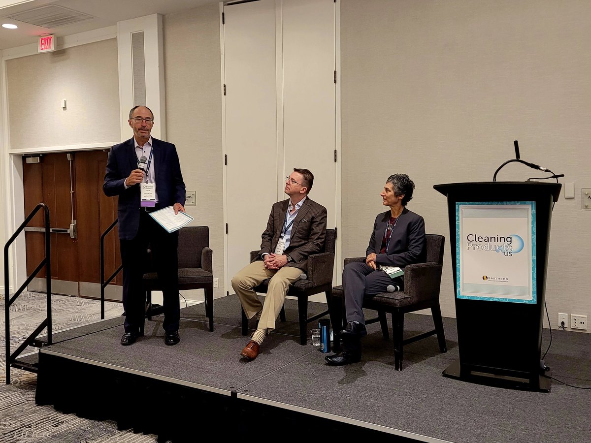 CleanInstitute's tweet photo. Kicking off day two of Cleaning Products US: a panel on Communicating about Impact on the Environment, moderated by Steve Block of NXTLEVVEL Biochem and featuring Clive Davies of @EPA #SaferChoice program and Jennifer Sass of @NRDC. #CPUS22 https://t.co/azoykH9gS3