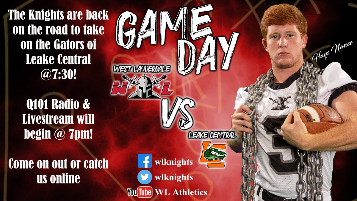 It's GAMEDAY Knight fans - travel with us to Leake Central as we start District Play against the Gators.  

Radio with Lee and Clint on Q101 and Livestream will start at 7pm...kickoff at 730pm
youtu.be/xyJ-mtYlzxc