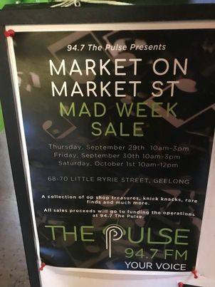 Looking for something to do today in the Geelong, Australia area?

The @947ThePulse 'Market On Market Street' pop-up op shop will be operating between 10am-12pm @ Market Street South, Geelong!

Books, DVDs, CDs, crockery, antiques, clothes, games & knick knacks at bargain prices!