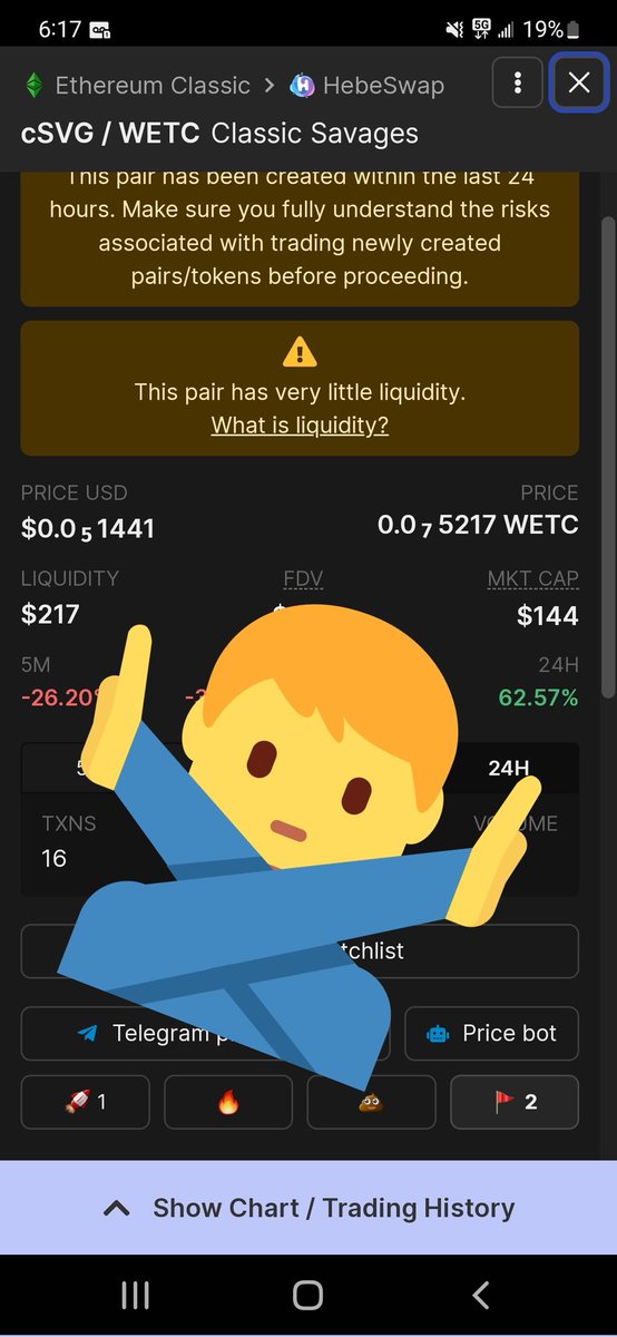 thatonedegenguy's tweet photo. โ๏ธ๐ฉ๐ฉโ๏ธ
DO NOT BUY $cSVG
wallets traced back to $METC which was also a scam that drained liquidity
No socials ๐ฉ
No Lp Lock ๐ฉ
Extremely low liquidity ๐ฉ
#nomorescams
#ETCARMY
#Scumhunters https://t.co/1peq9L1rRP