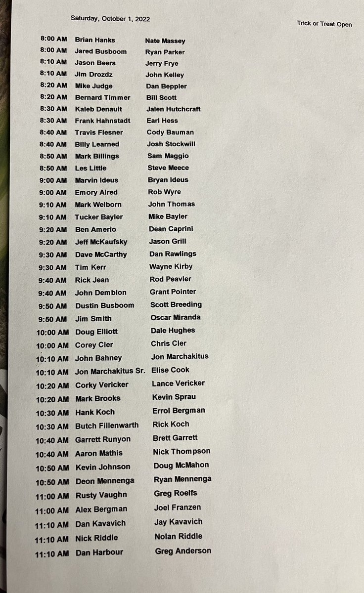 BrookhillGolf's tweet photo. Tee times for this weekends Trick or Treat Open! Should be great weather to end the year off! https://t.co/TR1MbdlKR4