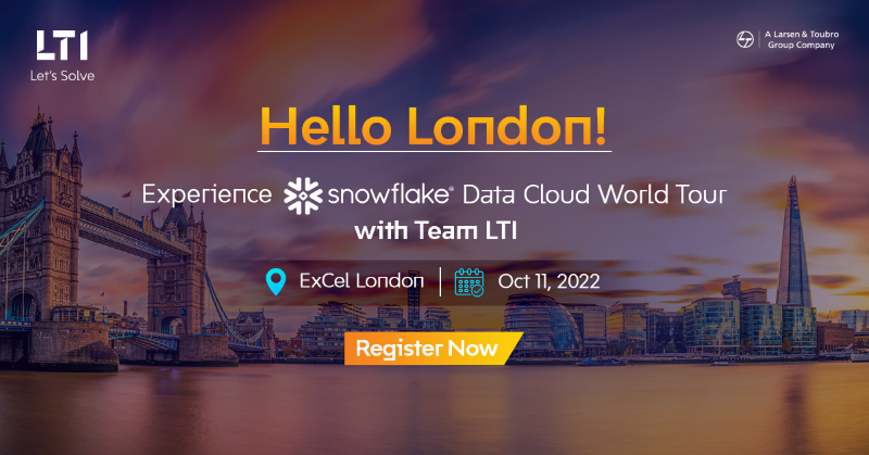 ltm_ofcl's tweet photo. Next stop - home to the Big Ben! LTI’s Data Entourage is coming to London with the @SnowflakeDB Data Cloud World Tour to showcase pathbreaking offerings to the UK's leading enterprises. To join us, register here https://t.co/pJrQMlnPCl
#LTIXSnowflake #SolvingwithData #LetsSolve