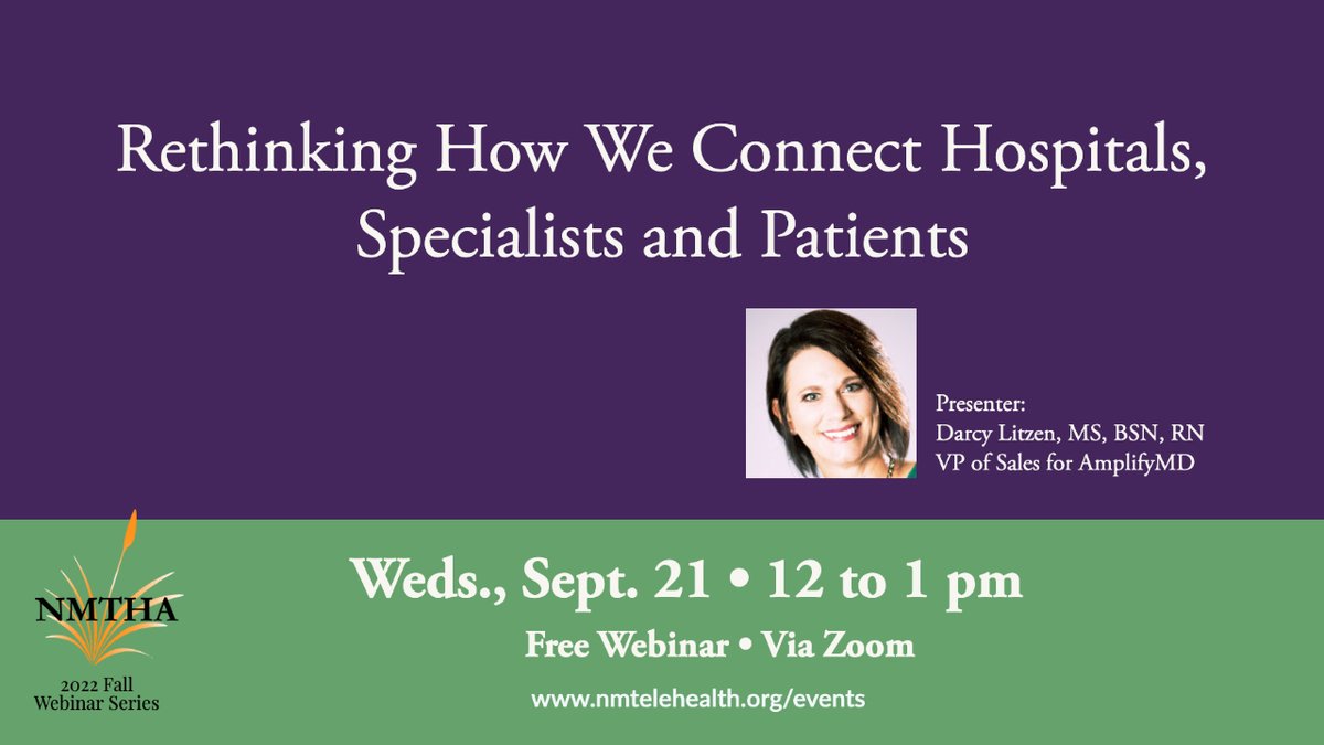 Did you miss it? Have no fear! The recoding has been posted! Look for the link to Fall webinars at: nmtelehealth.org/events.

#healthcareinnovation #alwayslearning #telemedicine #telebehavioralhealth AmplifyMD