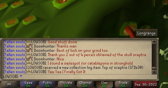 LOWSOBI's tweet photo. I'm so excited to let everyone know I just received the Top of Sceptre. This was the easiest piece to obtain out of the rest I've attempted so far. Now to the ankous where I can get the left Skull Half and officially assemble the Skull Sceptre!
#Runescape https://t.co/uJaLZgePCA