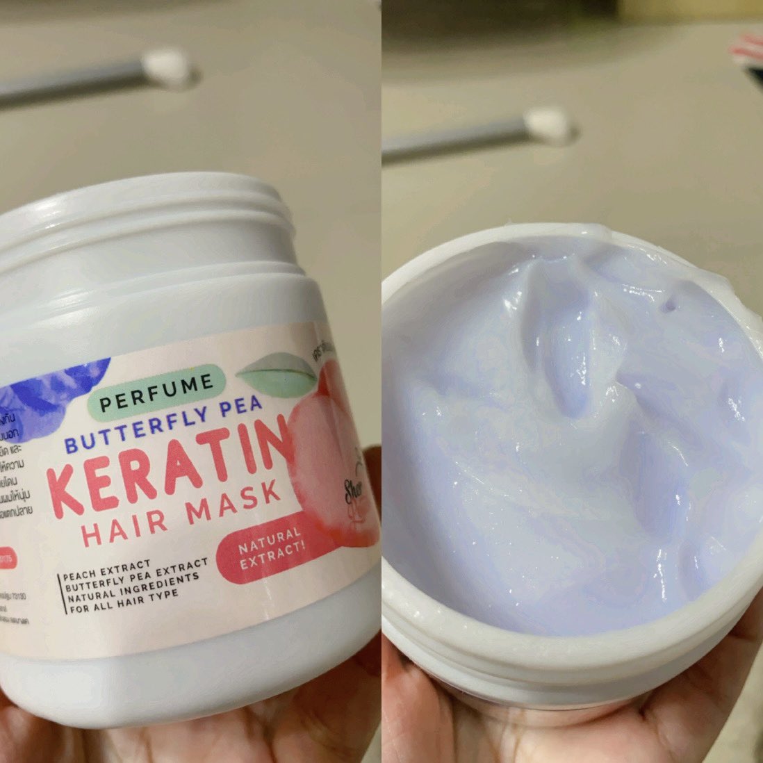 ใครที่ผมเสียเพราะชอบทำสีผมเหมือนเราแนะนำน้อง hair mask keratin🍑🫶🏻 ตัวนี้เลย พอใช้แล้วจะรู้สึกปลายผมนุ่มมากขึ้นและช่วยลดผมร่วงด้วย ใครสายพีชต้องลองเพราะตัวนี้มีกลิ่นพีชอ่อนๆหัวหอมน่าจุ้บกว่าเดิม