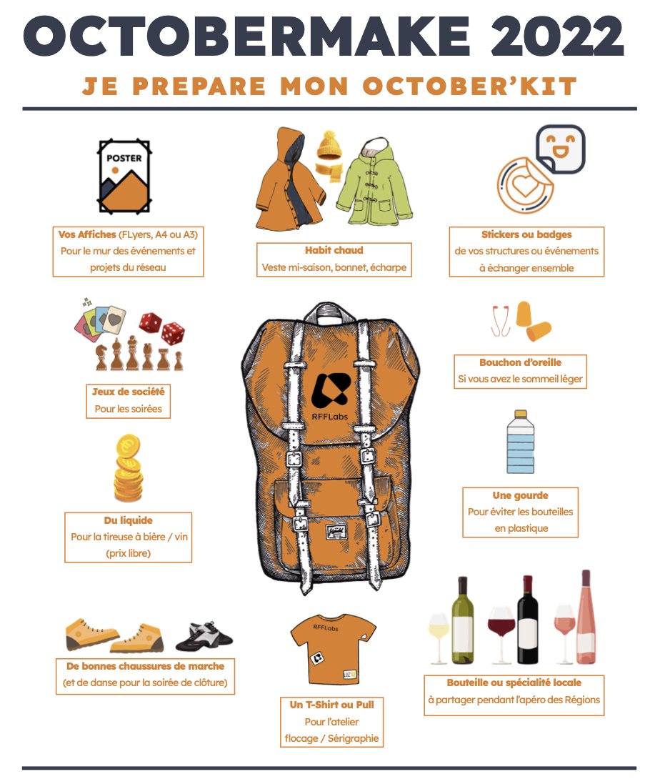 L'October'kit, pour bien préparer son #OCTOBERMAKE 2022 

🎟 Il est encore temps de prendre son inscription : helloasso.com/associations/r…

🌐 Plus d'info : rfflabs.fr/evenements/oct…