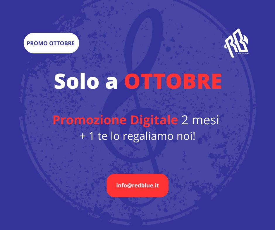 In arrivo l'offerta esclusiva di ottobre 2022! 
Solo ad ottobre infatti con due mesi di promozione digitale il terzo te lo regaliamo noi! #promozionemusicale <a href="/marcostanzani/">marco stanzani</a>
