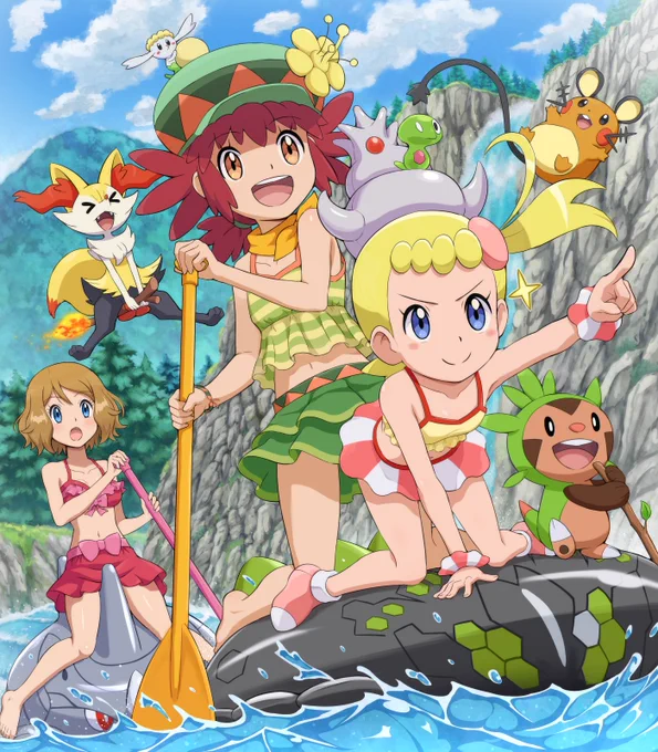 ポケモン水着美女ユリーカ&amp;プニちゃん川下りレース 