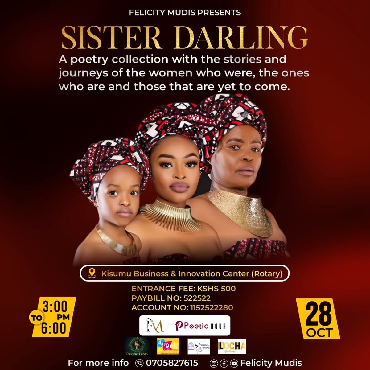 HourPoetic's tweet photo. Poetic Hour is delighted to present to you Felicity Mudis , with her first feature show, SISTER DARLING, a poetry collection on the journeys and stories of the women who were, the ones who are and those that are yet to come. 
JRotary, Kisumu on 28th October  2022 from 3-6 PM https://t.co/4ewHAi4NCr