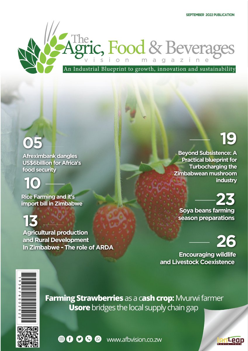 afbvision's tweet photo. The September Issue of The Agric, Food and Beverages Vision Magazine is out!

As usual, it is filled with quality content that is critical in the growth of Zimbabwe’s Agricultural, Food and Beverages Industry 

Don't miss out! Download a copy for free:
https://t.co/IXS684nDPS https://t.co/XYnpuFBOQn