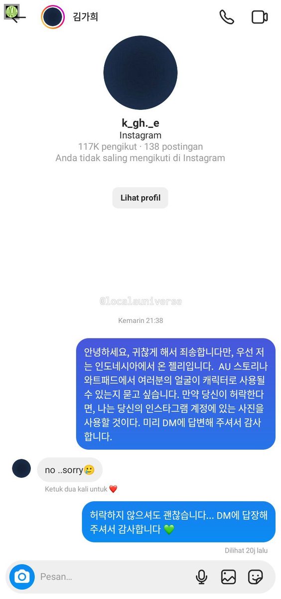 /auvers kemaren aku tanya langsung ke yang bersangkutan dan dia ngga ngizinin foto fotonya dipake untuk dijadikan sebagai visualisasi au ataupun wattpad