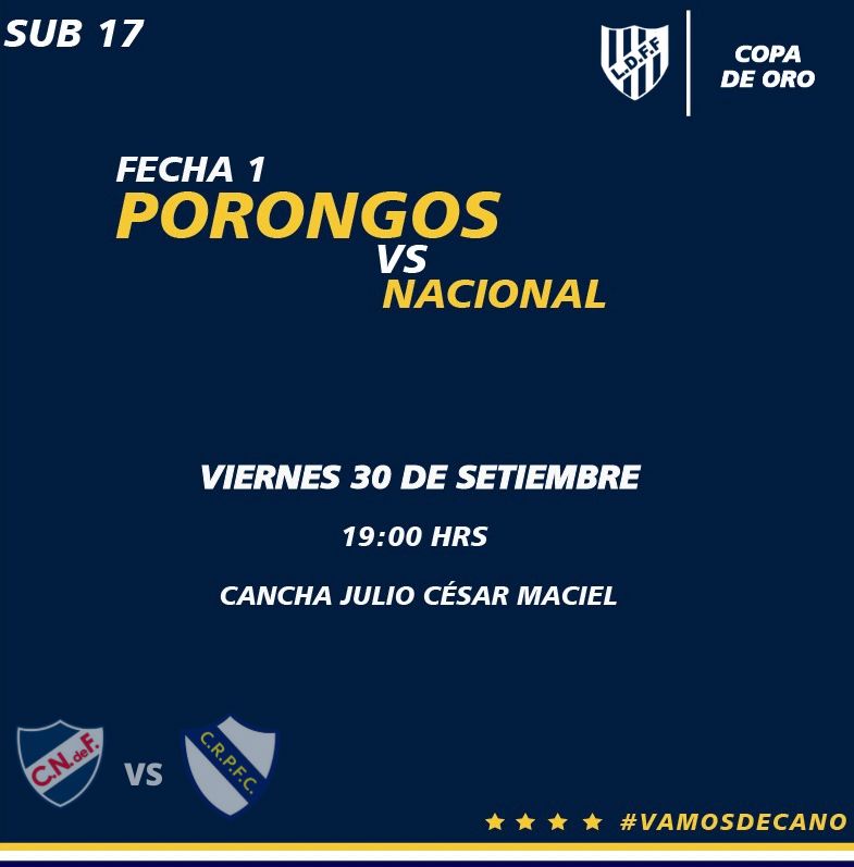 crPORONGOSfc's tweet photo. ⏩ Sub 17 

🏆Campeonato Departamental
🆚 Nacional.
🗓 Viernes 30 de Setiembre.
🕓 19:00 hrs.
🏟 Cancha Julio César Maciel.
🔛 Fecha 1 - Copa de Oro. https://t.co/NWtr5QHl7y