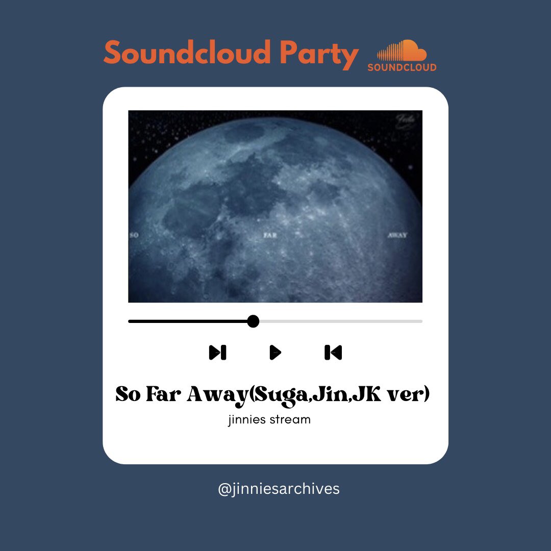jinniesarchives's tweet photo. #TeamSoundCloud 🧡𝐍𝐨𝐰 𝐏𝐥𝐚𝐲𝐢𝐧𝐠:
So far away (Suga,Jin,JK ver)
Keep streaming and replying until 10:30PM KST‼️
3rd loop of playlist 🔁
https://t.co/MkZS9eteJq
•Reply your streaming ss under pinned post 📍
#JIN #BTSJIN https://t.co/XYqmexVARJ