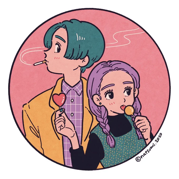 「こっちの方が美味しいわよ」「そう?こっちの方がおいしいよ」2年前に描いた絵の続きを描いてみました 