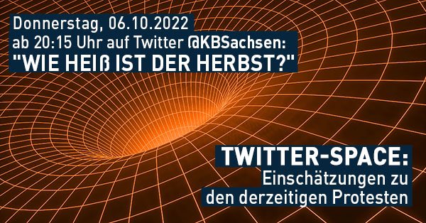 Wie heiß ist der Herbst? Darüber darf ich am 6.10. ab 20.15 Uhr bei einem #TwitterSpace diskutieren. U.a. mit <a href="/HeikeKleffner/">Heike Kleffner</a> (<a href="/rechte_gewalt/">VBRG e.V.</a>), <a href="/pia_lamberty/">Pia Lamberty</a> (<a href="/cemas_io/">CeMAS</a>), Marco Hennig (<a href="/KBSachsen/">KulturbüroSachsen</a>), Romy Arnold (<a href="/Mobile_Beratung/">MOBIT</a>). <a href="/Schmanle/">Annalena Schmidt</a> moderiert. Infos: kulturbuero-sachsen.de/twitter-space-…