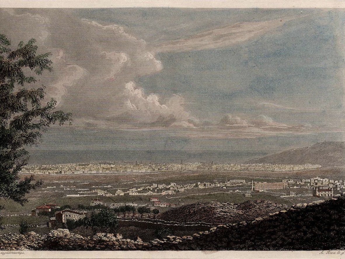 BoigBCN's tweet photo. Vista de Gràcia i Barcelona el 1842.

Aquest gravat de dagarrotip és d'Antoni Roca i Sallent, per encàrrec de Pi i Maragall.
Va ser realitzat des de la Muntanya Pelada, com s'anomenava al Turó d'en Móra (Carmel) i la seva alienació amb el de la Rovira.

Us explico 4 cosetes: https://t.co/wnxfmfxqyR
