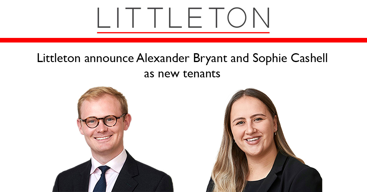 Littleton are delighted to welcome Alexander Bryant &amp; 
Sophie Cashell as full tenants on 1st October upon successful completion of their pupillage with us. We wish them every success in their careers.

littletonchambers.com/littleton-welc…

#newtenants #littletonchambers