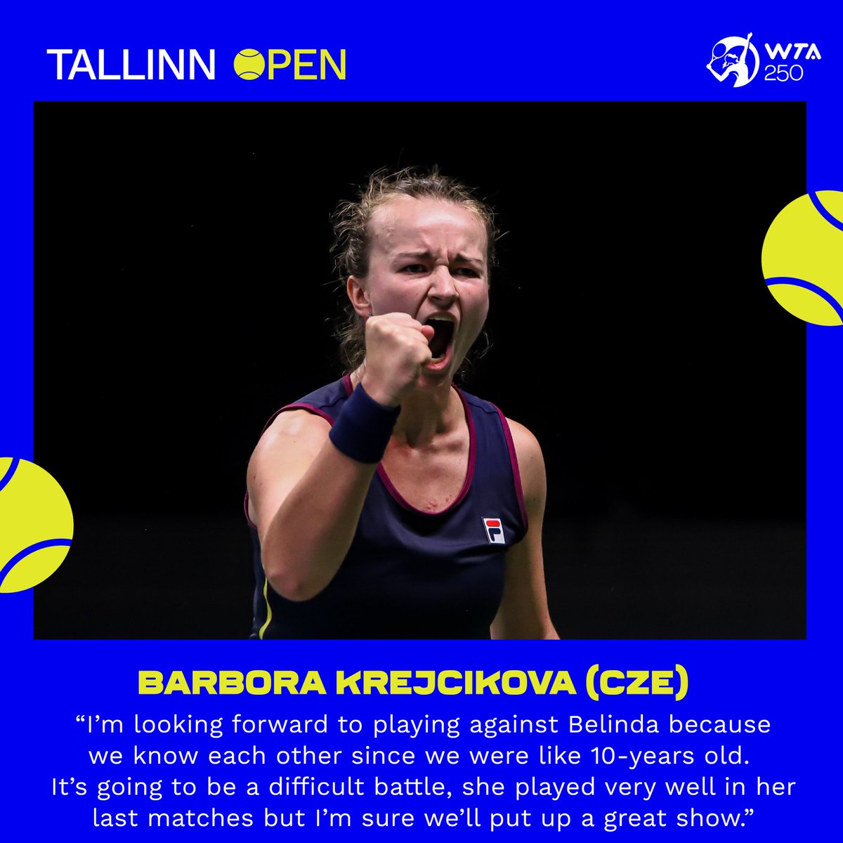 WTATallinnOpen's tweet photo. We’ll see @BelindaBencic and @BKrejcikova meeting in a semifinal of #TallinnOpenWTA250!
@WTA https://t.co/CfQapjazyl