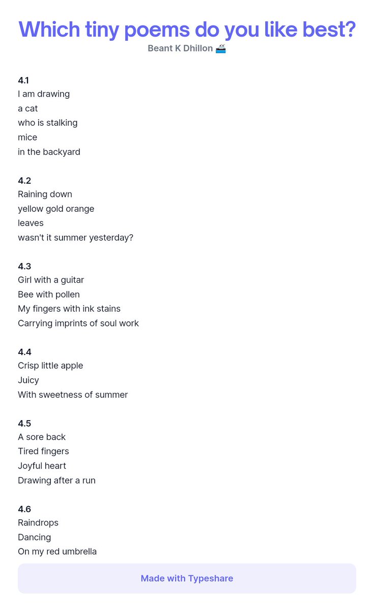 beantwrites's tweet photo. Could you tell me which tiny poems do you like best from the below. Shortlisting poems for my book and this is the last round. Thank you! 🙏🏽🙏🏽🙏🏽 https://t.co/TBEpBSpsGQ