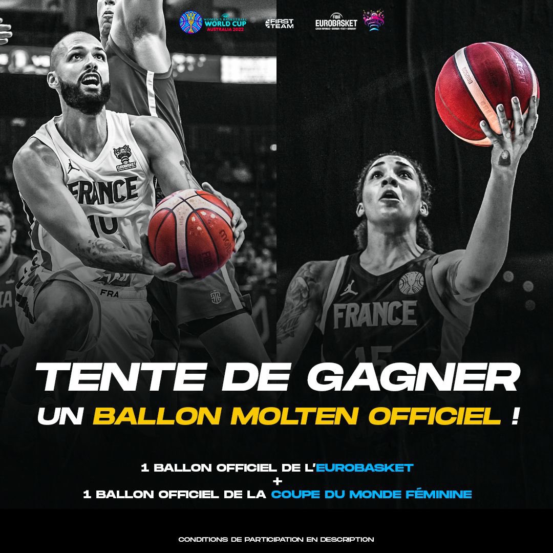 ErwanAbautret's tweet photo. 𝗖𝗢𝗡𝗖𝗢𝗨𝗥𝗦 🎁

Tentez de gagner un ballon officiel de l'@EuroBasket ou de la @FIBAWWC 2022 🔥

Pour participer : 
➡️ RT ce tweet
➡️ Follow @FirstTeam101 et @FIBAWWC 
➡️ Écris #EuroBasket ou #FIBAWWC en réponse en fonction du ballon que tu veux gagner !

TAS le 04/10 🎟 https://t.co/uL61bv4fwK