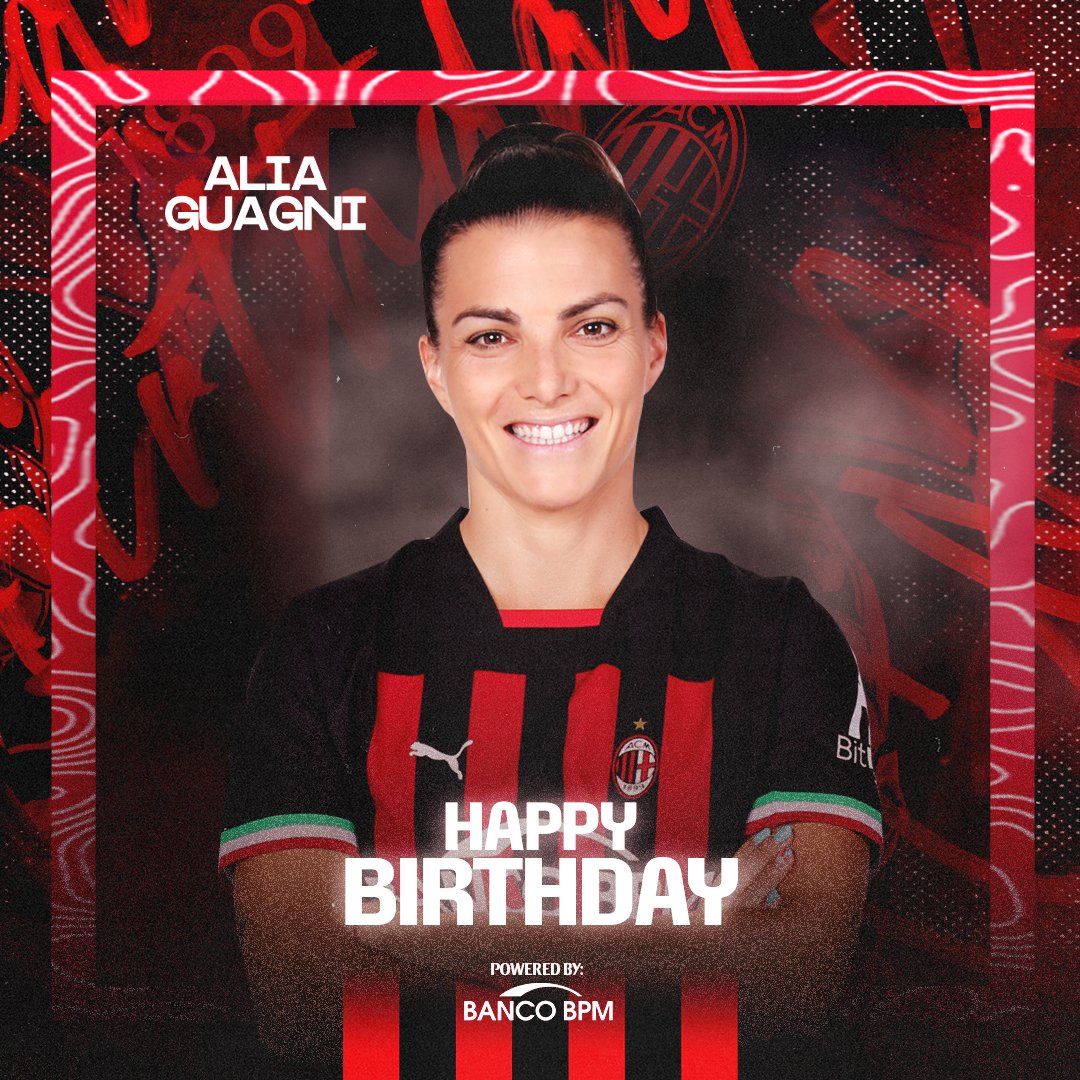 Our defensive pillar turns 35 today. Have a fantastic day <a href="/AliaGuagni/">Alia Guagni</a> 😎

Auguri alla nostra roccia difensiva! 😍✌️
 
#SempreMilan
Brought to you by <a href="/BancoBPMSpa/">BancoBPM</a>