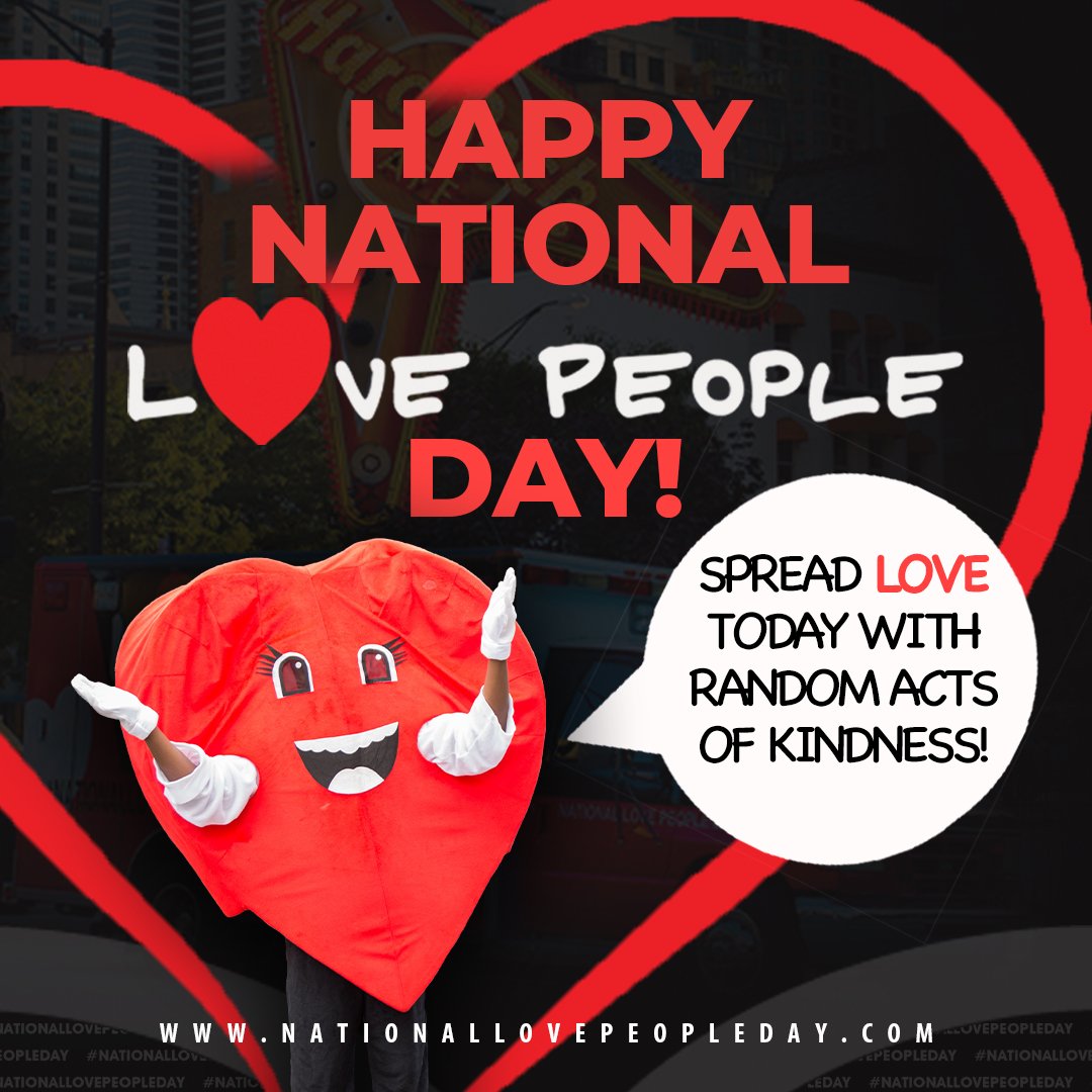 LovePeopleDay's tweet photo. Happy National Love People Day! Post your random act of kindness to your social media pages and tag us using #nationallovepeopleday or #nlpd 
@LovePeopleDay
#nationallovepeopleday #NLPD #love #lovepeople #lovewins #lovemobile https://t.co/8Nln5dck9t
