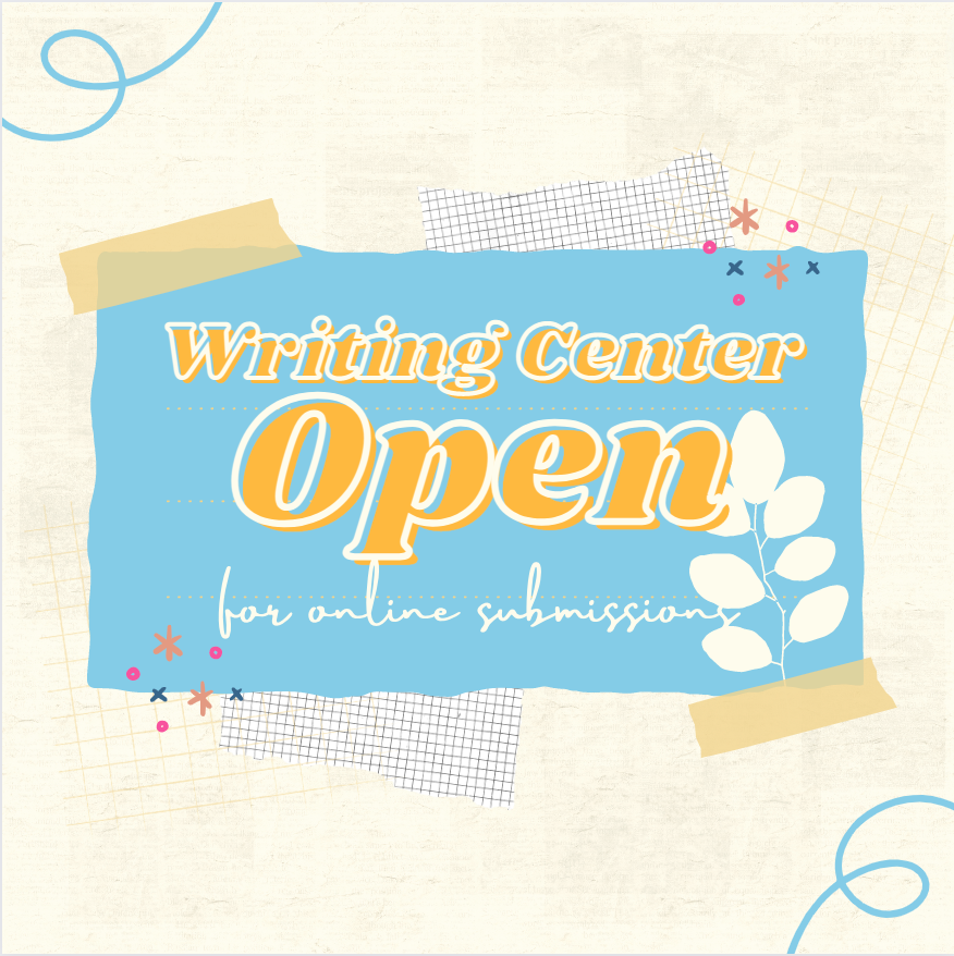 Our writing center is now open for asynchronous submissions! Students can submit to our Asynchronous Form to receive writing feedback from a trained student tutor (find the QR code outside of 1402!). In person tutoring will start up next week... stay tuned for the fun!