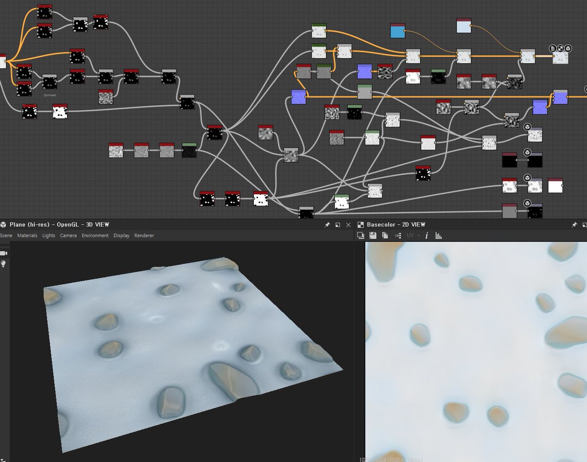 심심해서 섭디로 만들어본 눈 텍스처인데 어쩌다 보니 현 프로젝트에 쓸 수도 있게 되었다...😮

Stlyized_Rock_Snow via <a href="/artstationhq/">ArtStation.com</a> artstation.com/artwork/d05PVQ