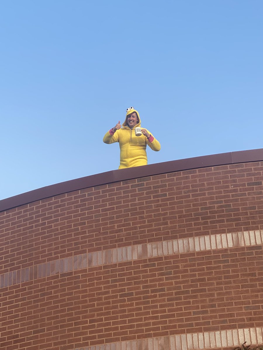 Our principal Dr. Riley spent all night on the roof!  He’s amazingly chipper but a tad chilly this morning! 😂 <a href="/rockwoodschools/">Rockwood School Dist</a>