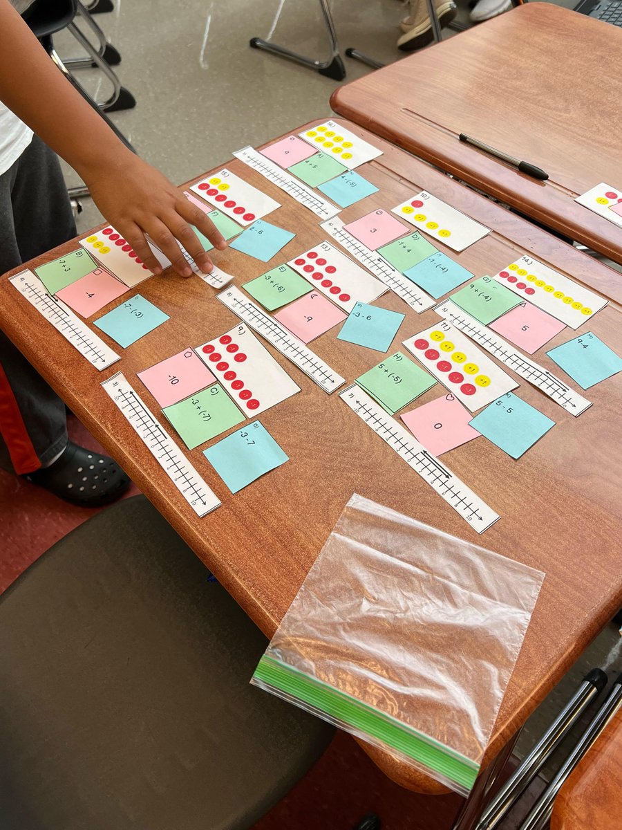MidviewMiddle's tweet photo. Math 7 classes are adding and subtracting integers by completing a card sort and matching multiple representations of the same value (integer chips, number lines, addition expressions, subtraction expressions, &amp; values). Connecting the concepts with #EngagingStrategies at MMS! https://t.co/AMIaHwa9Zw